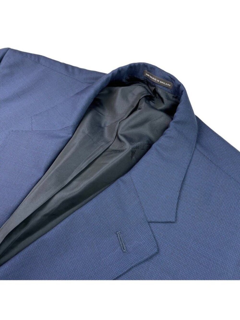 Lutwyche Men’s 100% Wool 2-Button Blazer Blue/Black Houndstooth • 48R